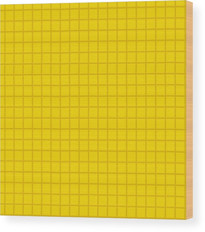 Lines Wood Print featuring the painting Yellow Grid Pattern by Jen Montgomery by Jen Montgomery