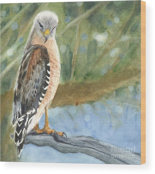 Bird Wood Print featuring the painting Yess ....can I help you? by Vicki B Littell