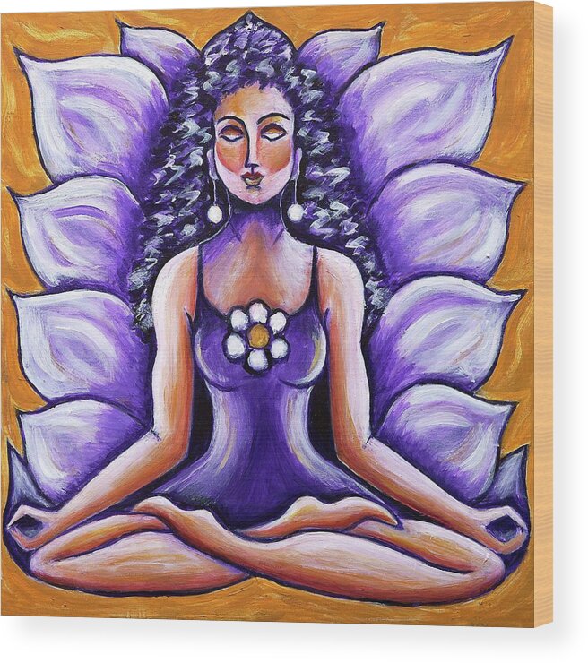 Yoga Wood Print featuring the painting Yoga Bliss by Anya Heller