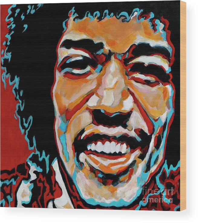 Contemporary Painting Wood Print featuring the painting You Have To Give People Something To Dream On - Jimi Hendrix by Tanya Filichkin