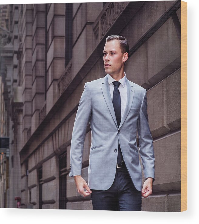 Attitude Wood Print featuring the photograph Young Businessman in New York City by Alexander Image