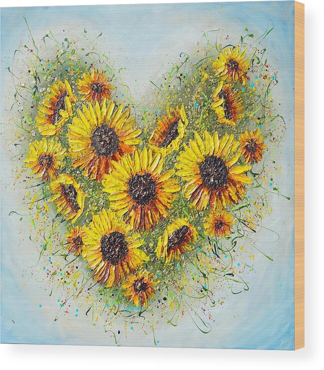 Sunflower Wood Print featuring the painting You're my Sunshine by Amanda Dagg