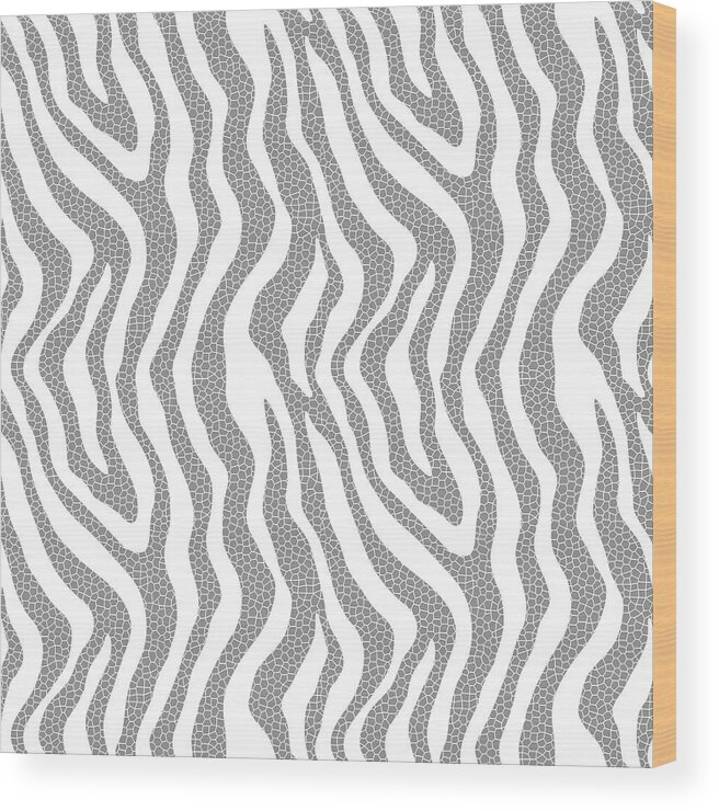 Pattern Wood Print featuring the digital art Zebra Seamless Pattern - off white , Grey by Studio Grafiikka