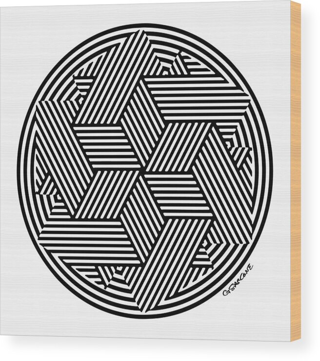 Op Art Wood Print featuring the mixed media Ziggurat by Gianni Sarcone