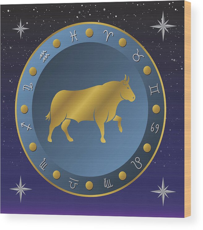 Constellation Wood Print featuring the drawing Zodiac Sign by Kathathep