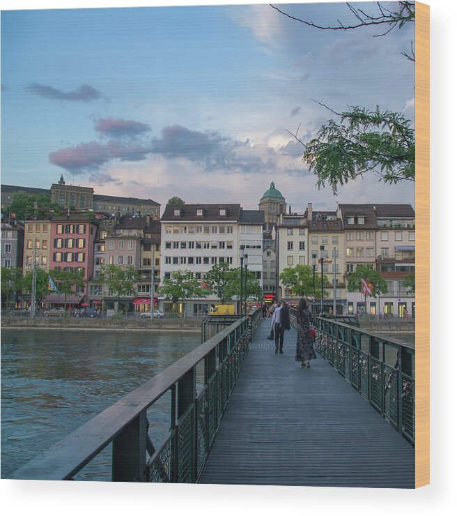Zurich Wood Print featuring the photograph Zurich Pedestrian Bridge by Matthew DeGrushe