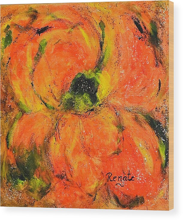 Abstract Wood Print featuring the painting Just a small artflower by Renate Dartois