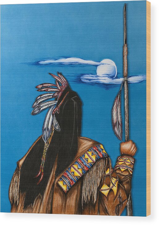 Native America Wood Print featuring the mixed media Many Moons by Kem Himelright