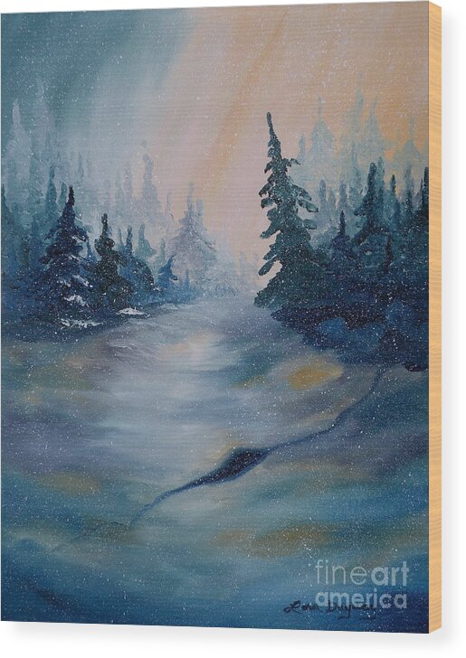 Snowscape Wood Print featuring the painting Snowstorm by Lora Duguay
