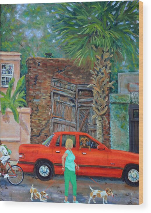 Charleston Wood Print featuring the painting Society Street Afternoon by Dwain Ray