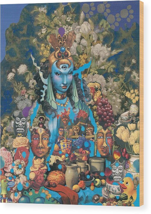  Fantasy Wood Print featuring the mixed media The Court of the Blue Princess by Douglas Fromm