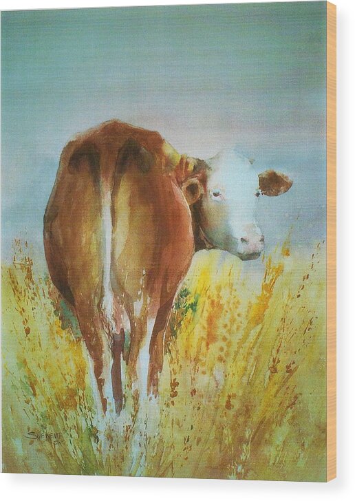 Cow Wood Print featuring the painting Whole Wheat Buns by Sue Kemp