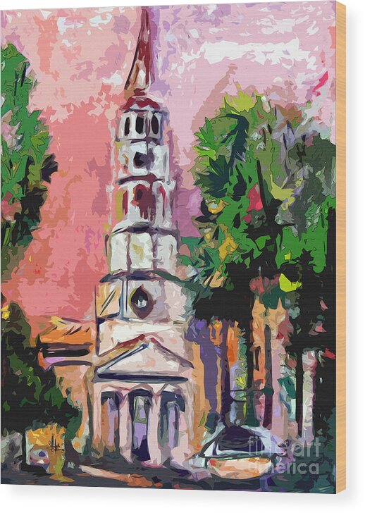 Charleston Wood Print featuring the painting Charleston Memories South Carolina by Ginette Callaway