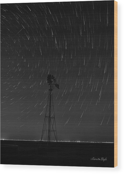 Stars Wood Print featuring the photograph And the Stars Rained Down Black and White by Karen Slagle