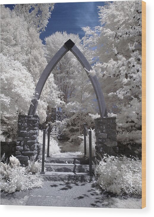 Vasper Hill Children's Hospital Wood Print featuring the photograph Chapel in the Woods - Infrared by Joann Vitali