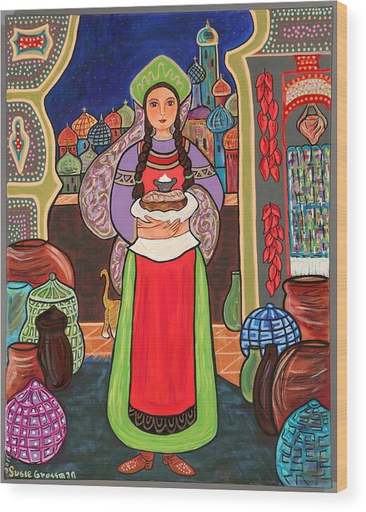 Bread Wood Print featuring the painting Hospitality, Bread and Salt by Susie Grossman