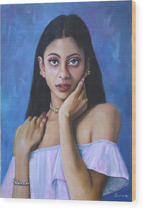 Portrait Painting Wood Print featuring the painting Portrait of Alana by Richard Barone