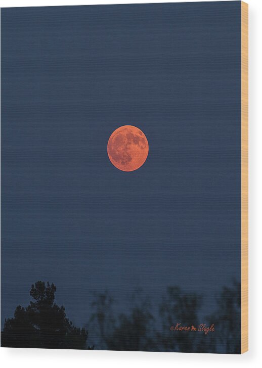 Moon Wood Print featuring the photograph Smokey Moon by Karen Slagle