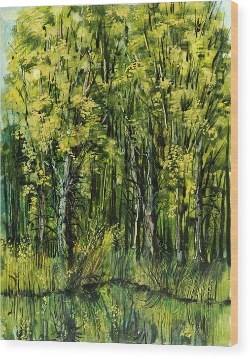 Water Wood Print featuring the painting Waters Edge by Steve Spencer