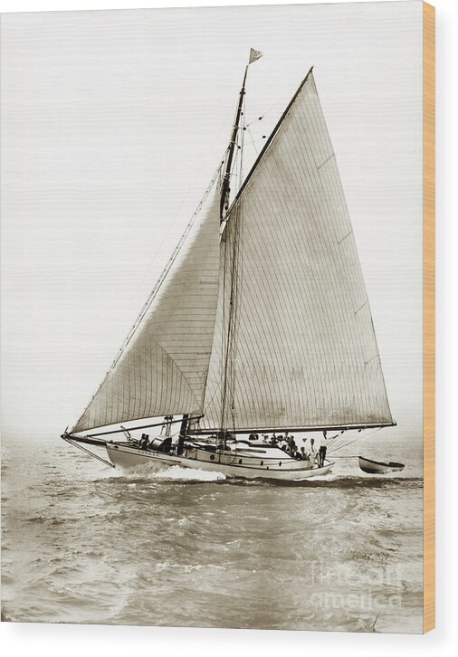 Yankee Wood Print featuring the photograph Yankee a  52-footer wooden schooner she was at William F. Stone's of S. F. 1906 by Monterey County Historical Society