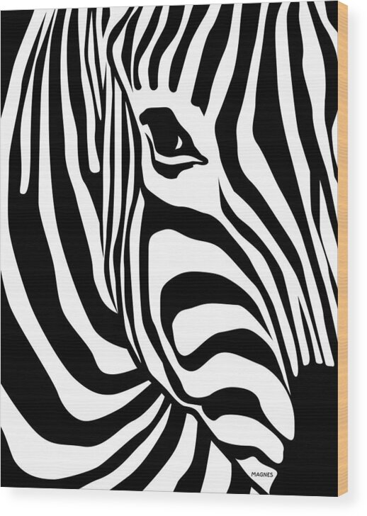 Zebra Wood Print featuring the digital art Zebra by Ron Magnes