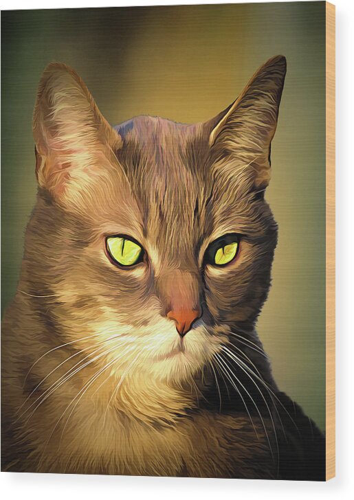 Art Wood Print featuring the photograph Cat With Green Eyes #1 by Rick Deacon
