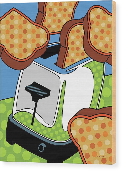 Toast Wood Print featuring the digital art Flying Toast by Ron Magnes