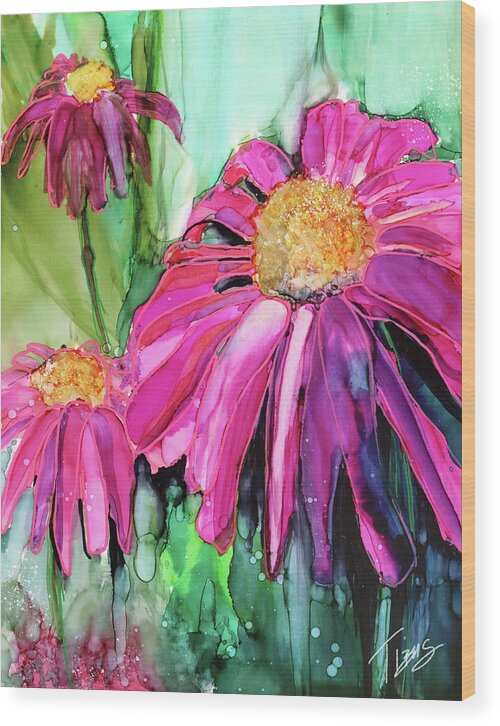  Wood Print featuring the painting Purple Coneflower by Julie Tibus