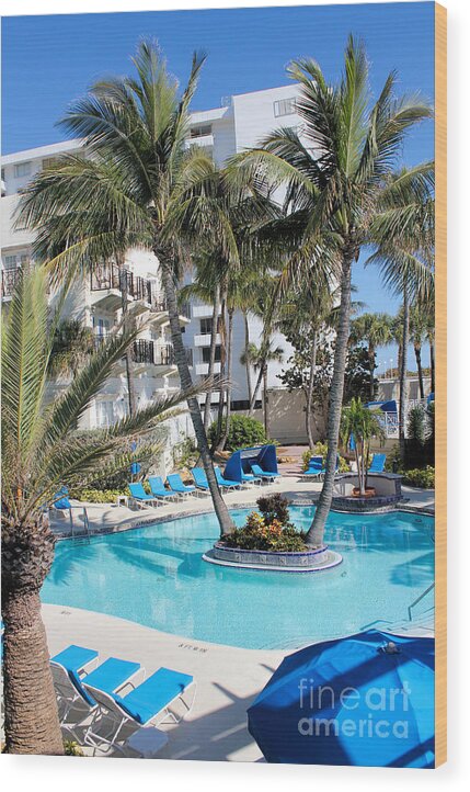 Pool Wood Print featuring the photograph MIami Beach Poolside Series 03 by Carlos Diaz