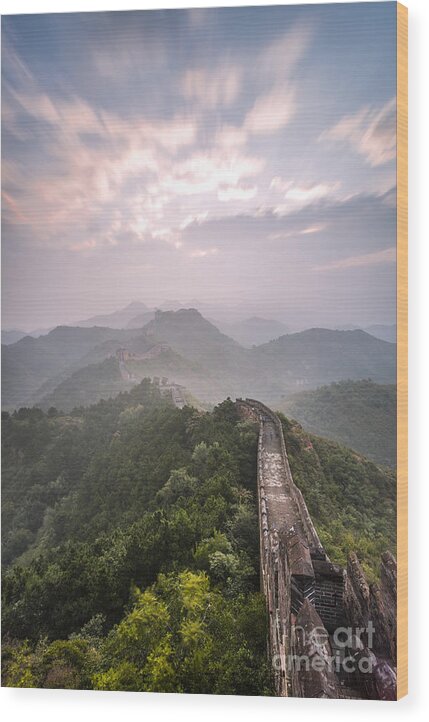 China Wood Print featuring the photograph Sunrise over the Great Wall of China by Matteo Colombo