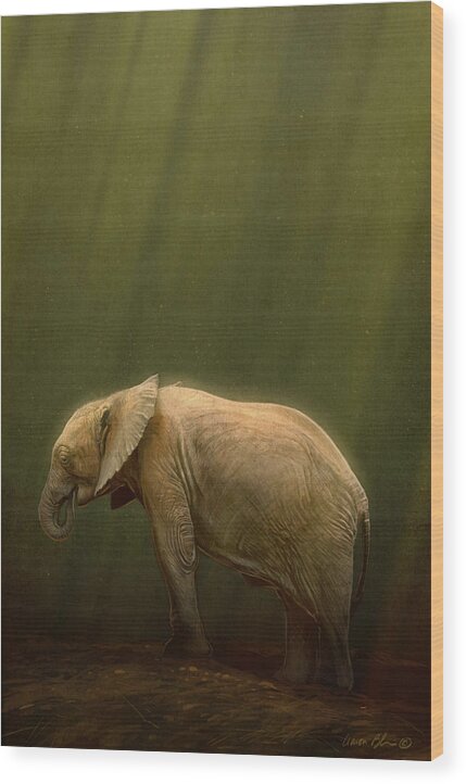Elephant Wood Print featuring the digital art The Orphin by Aaron Blaise