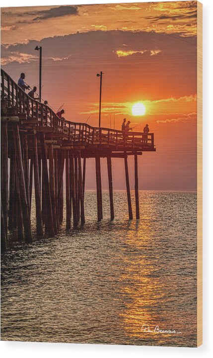 Sunrise Wood Print featuring the photograph Pier Fishing at Sunrise 3216 by Dan Beauvais
