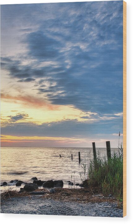 Outer Banks Wood Print featuring the photograph Pamlico Sound Dawn #2257 by Dan Beauvais