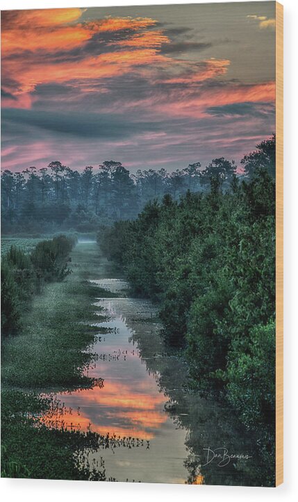 Sunrise Wood Print featuring the photograph Sunrise Canal #4935 by Dan Beauvais