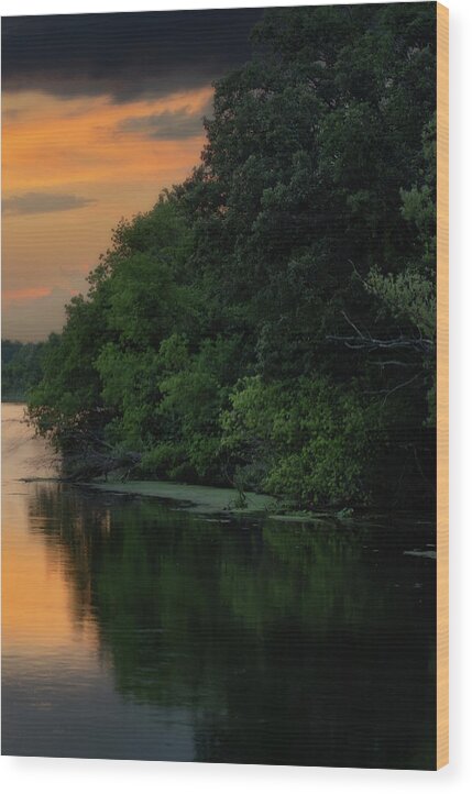 Kayak Wood Print featuring the photograph Yahara River Kayaker - panelized - right panel #3 of 3 by Peter Herman