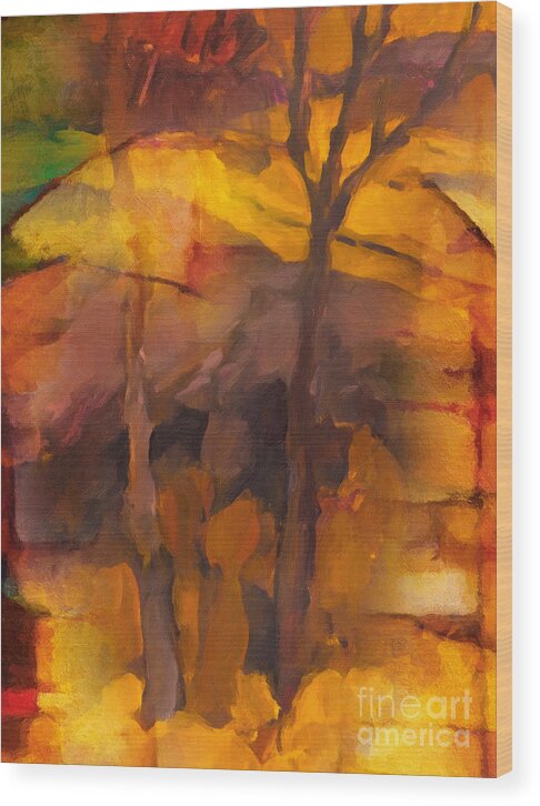 Autumn Wood Print featuring the painting Autumn Gold #2 by Lutz Baar