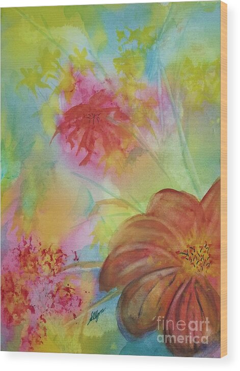 Flowers Wood Print featuring the painting Blossoms by Ellen Levinson