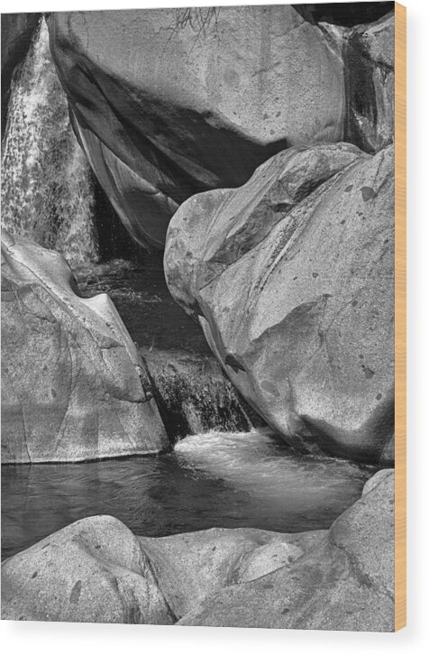 Boulder Wood Print featuring the photograph Boulders and Waterfall, Batalik, 2009 by Hitendra SINKAR