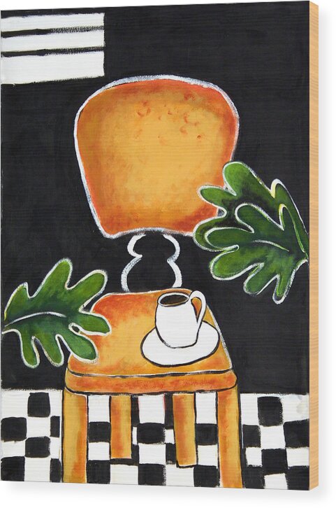 Interior Wood Print featuring the painting Coffee Talk 2 by Linda Holt