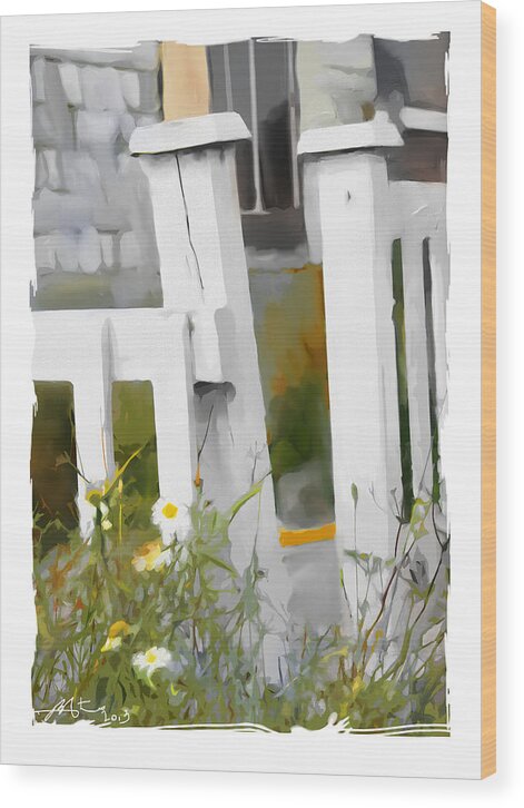 Gate Wood Print featuring the painting Don't Pick The Daisies by Bob Salo