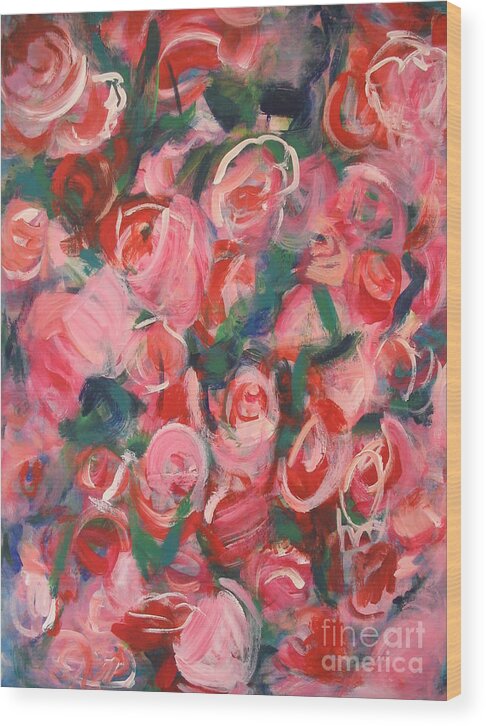 Roses Wood Print featuring the painting Roses by Fereshteh Stoecklein