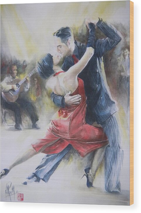 Watercolor Dance Wood Print featuring the painting Sweet Love by Alan Kirkland-Roath