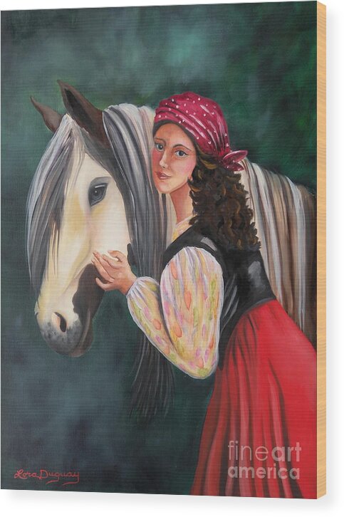 Gypsy Vanner Horse Wood Print featuring the painting The Gypsy's Vanner Horse by Lora Duguay