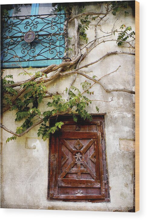 Red Door Wood Print featuring the photograph Red door Blue door by Stacey Granger