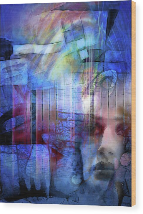Blue Drama Wood Print featuring the digital art Blue Drama Vision by Lutz Baar