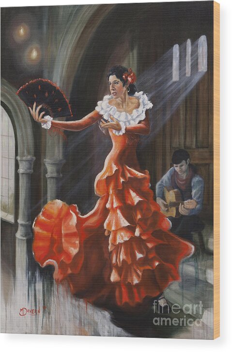 Flamenco Dancer Wood Print featuring the painting Cassandra by Paint The Floor