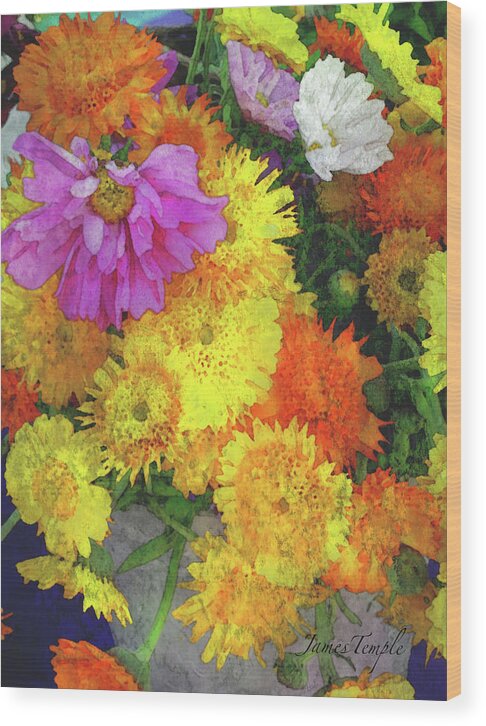 Flowers That Smile Wood Print featuring the digital art Flowers That Smile Digital Watercolor by James Temple