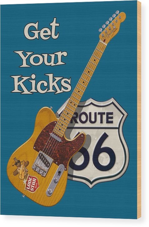 Telecaster Wood Print featuring the digital art Get Your Kicks by WB Johnston