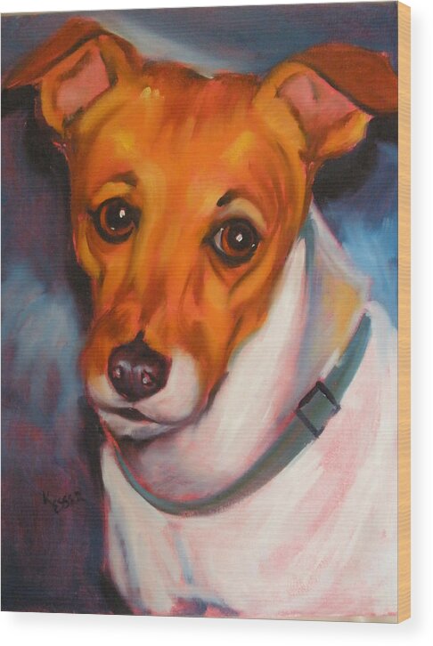 Jack Russel Painting Wood Print featuring the painting Jack Russell Terrier by Kaytee Esser