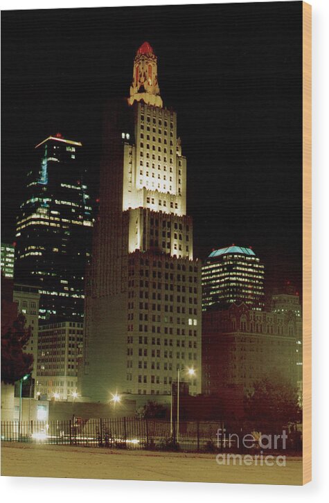 Cityscape Wood Print featuring the photograph Kansas City Night by Rex E Ater